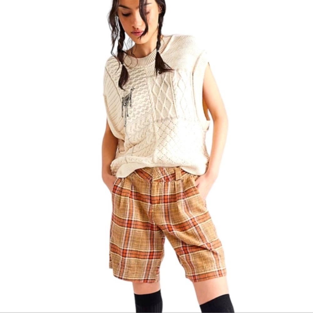 Free People Plaid Brown Women's Shorts